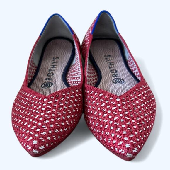 Rothy’s The Point Knit Ballet Flats Red Apple Honeycomb Women’s 8.5 Chic Preppy - Picture 10 of 10